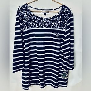 Karen Scott Women's Printed 3/4-Sleeve Top Blue Size 3X NEW